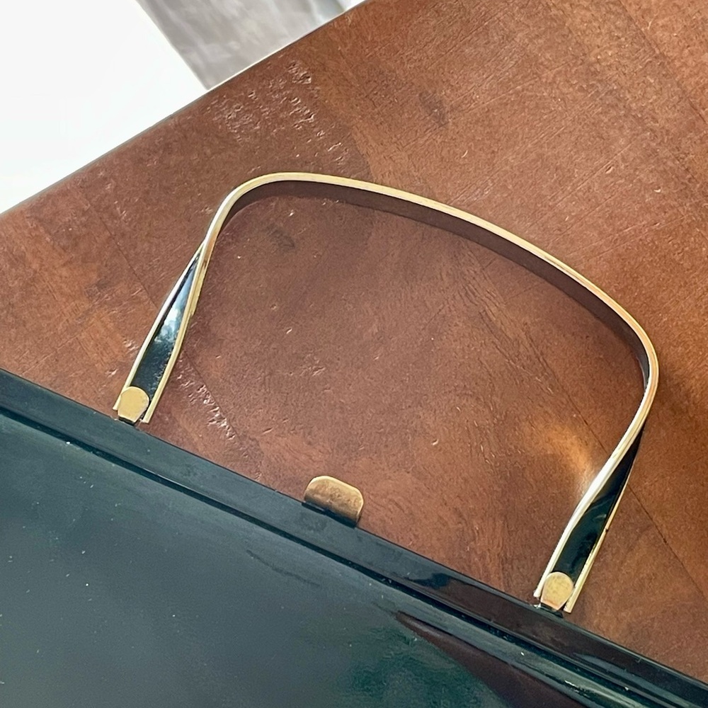 Vintage 1960s Bobbie Jerome Black Patent Leather Metal Top Handle Evening Bag - Picture 5 of 8
